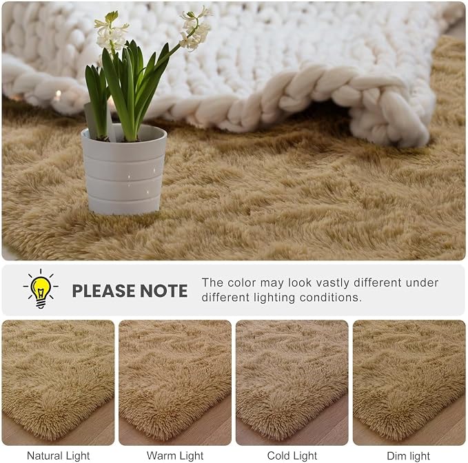 Macgace Small Throw Rugs for Bedroom, 2x3 Beige Mini Non-Slip Area Rug, Super Soft Plush Fluffy Carpet Modern Home Decor Aesthetic for Entryway Entrance Nursery Kids Room Dorm Office
