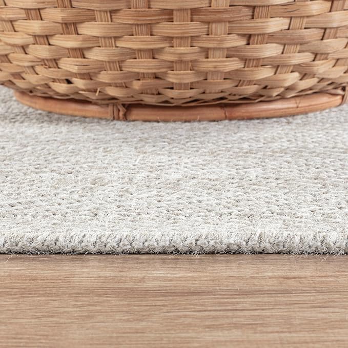 CAMILSON Easy Jute Rug 5x7, Indoor Outdoor Off-White Color Fiber Area Rugs for Living Room Patio and Kitchen Rug Herringbone Seagrass Woven Design Easy-Cleaning Washable Outside Carpet Alfombras 5 x 7