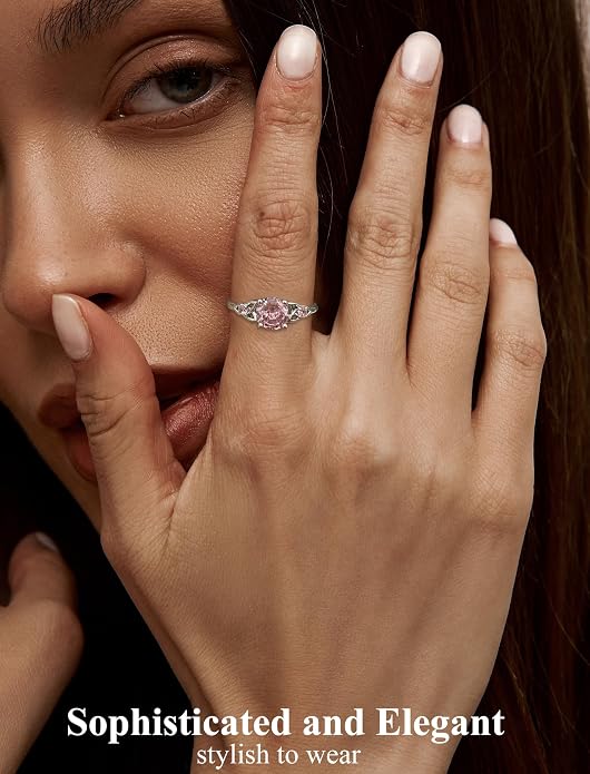 Celtic Knot Rings for Women 925 Sterling Silver Solitaire Ring Wedding Engagement Band Round Birthstone Jewelry Size 5-10