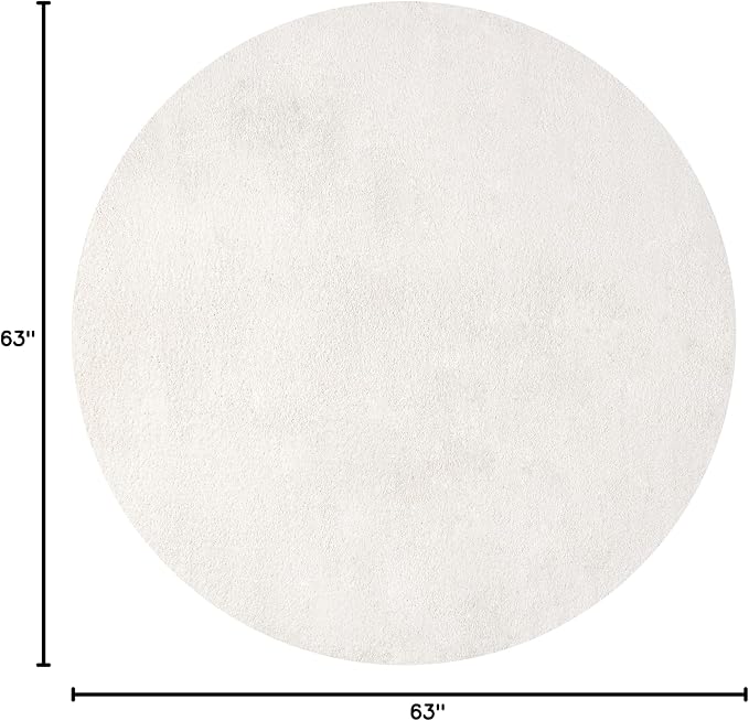 JONATHAN Y Haze Solid Low-Pile Cream 5' Round Indoor Area Rug, Coastal,Bohemian,Minimalist,Classic, Easy-Cleaning for Living Room,Bedroom,Kitchen,Pet Friendly,Non-Shedding (SEU100T-5R)