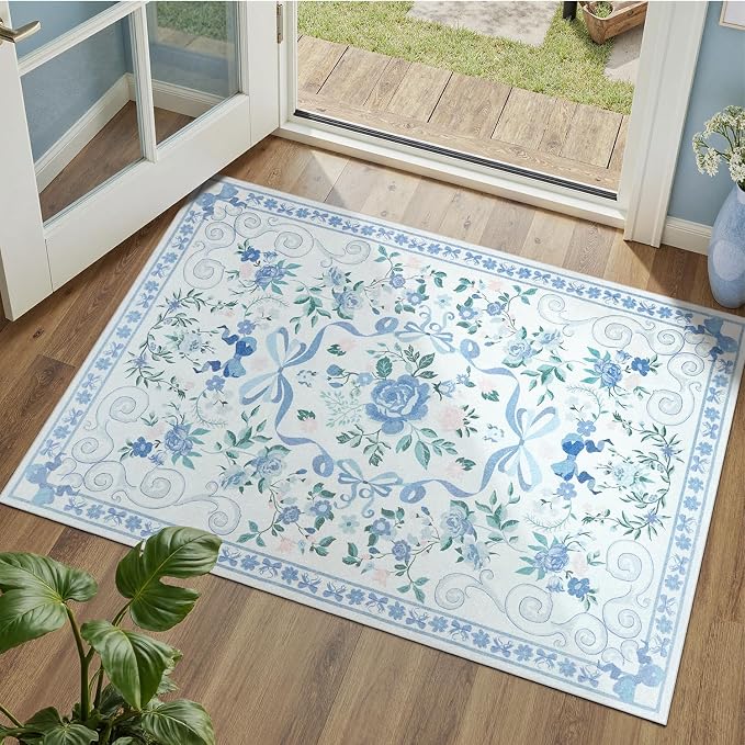DCX floralbow-bluek Area Rugs3x5