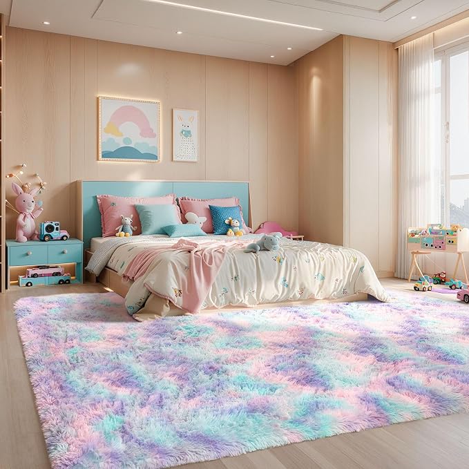 Sour Lemon Area Rugs 9x12 Living Room Bedroom,Large Fluffy Shag Rug | Shaggy Carpet, Soft Plush Furry Bedside Rugs, Anti Slip, Washable Area Modern Rugs Floor Mat for Kids Girls Boys Living Room