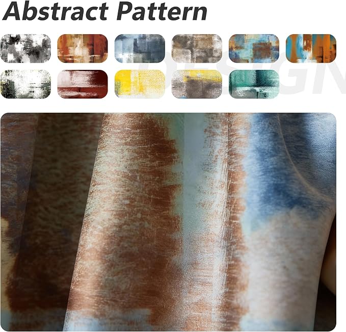 Asuexpect Abstract Curtains 2 Panels Abstract Rust Curtain Room Darkening Grommet Window Treatments Modern Decorative for Bedroom Living Room, 52x63 Inches, Blue Rust