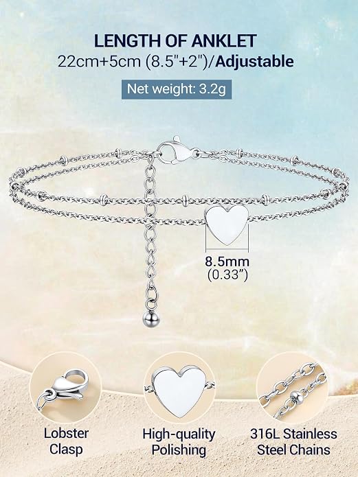 PROSTEEL Gold/Silver Anklets for Women Waterproof, 14K Gold Plated Ankle Bracelet Non Tarnish, Jewelry Gifts Adjustable