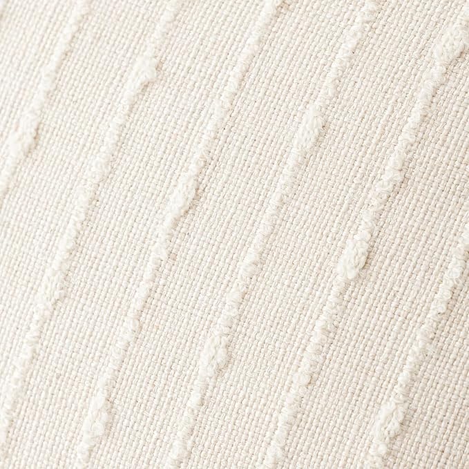 Foindtower Pack of 2 Decorative Jacquard Boucle Throw Pillow Covers Accent Textured Striped Pillowcases Soft Boho Modern Cushion for Couch Sofa Bedroom Living Room Home Decor 20x20 Inch Cream White