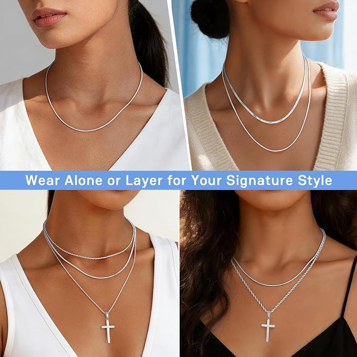 2mm Snake Chain 925 Sterling Silver Chain Necklace for Women, 18k Gold Plated Chains for Women with Push-button Clasp Durable Women’s Chains Necklace, 16 18 20 22 24 Inch
