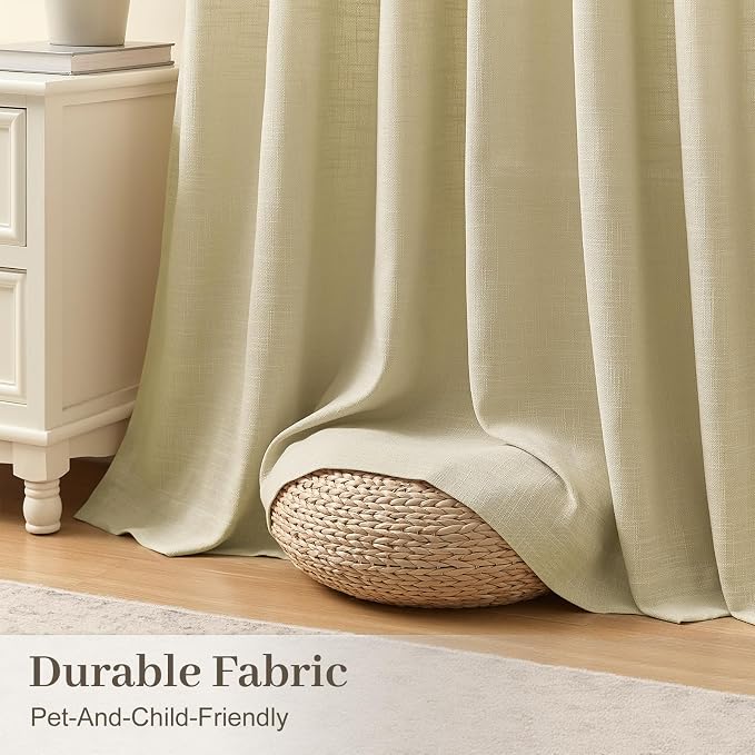 IVAPUPU 60 Inch Extra Width Pinch Pleat Curtains for Living Room, Linen Sheer Pleated Curtain Light Filtering Privacy Back Tab Drapes with Hooks Rings for Sliding Door, 1 Panel, W60xL102, Grey Beige