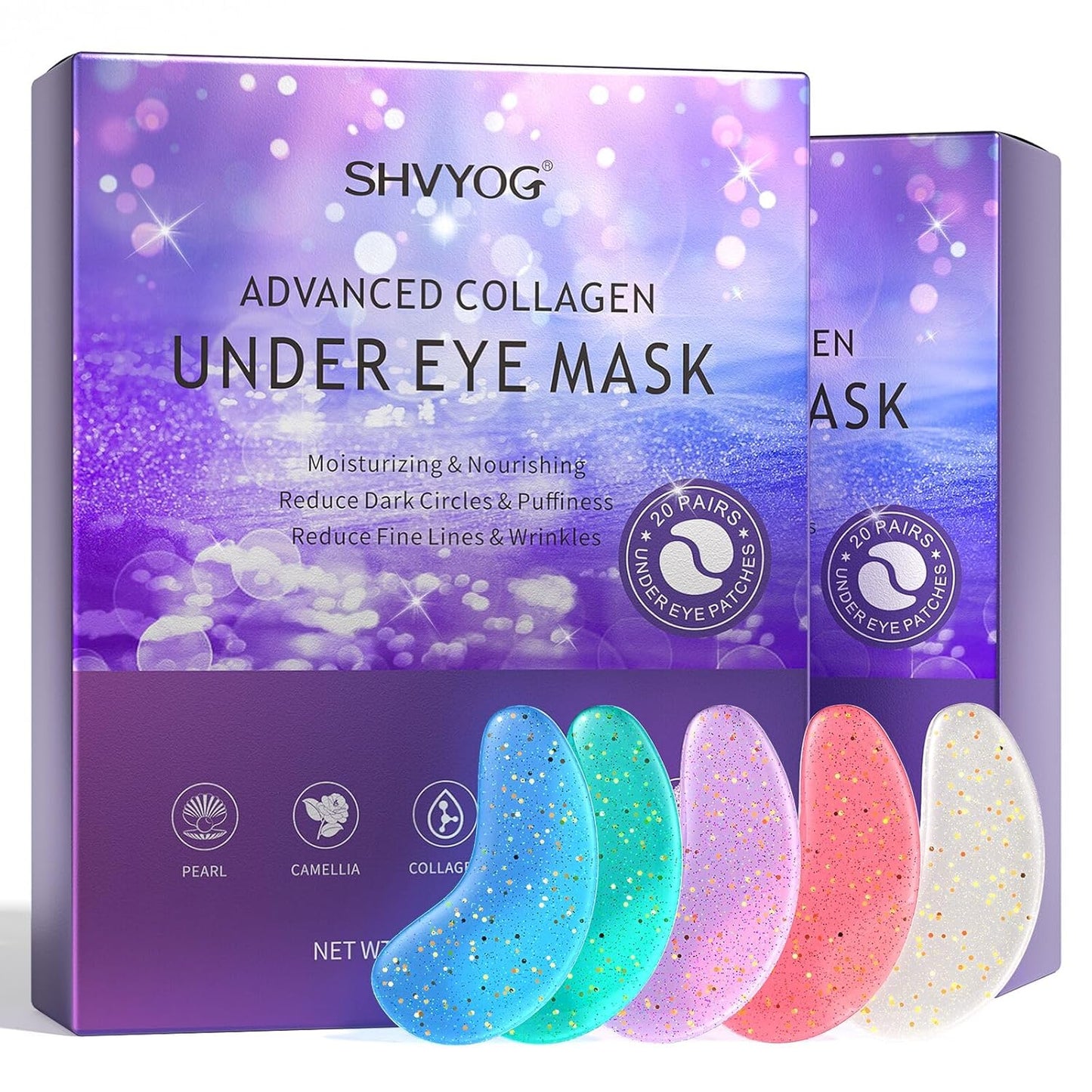SHVYOG Under Eye Patches (20 Pairs), Under Eye Mask for Dark Circles and Puffiness, Eye Gel Pads for Puffy Eyes, Anti Aging Eye Bags Treatment for Women, Bridesmaid Gifts