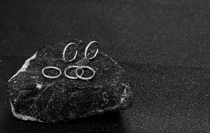5/10PCS Septum Rings Hoop, 16G/1.2*(6-8-10) mm Surgical Stainless Steel CZ Segment Nose Rings, Cartilage Clicker Hoop Earrings for Rook, Daith, Tragus, Shell pattern Gold Silver