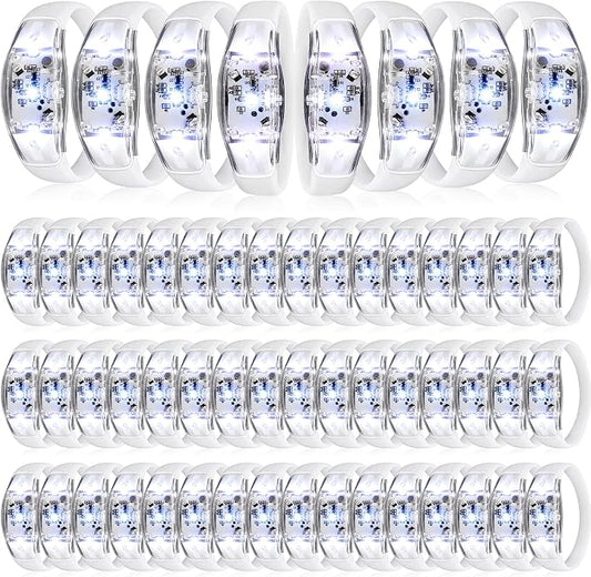 JellyArch 60 Pcs White LED Glow Bracelets, Sound Activated LED Bracelets for Wedding Reception Party Favors, Bridal Shower, Bachelorette Party, Rave, Concert, Birthday and Night Events