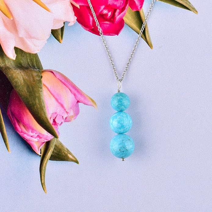 Natural Gemstone Pendant Necklace for Women Handmade Birthstone Healing Crystal Jewelry Chain 20" Stone Birthday Christmas Wedding Gifts for Her