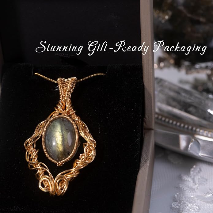 Natural Faceted Labradorite Pendant Necklace – Unique Stone of Magic & Transformation, Iridescent Flash Gemstone Jewelry, Handmade Healing Crystal Gift for Women, Birthday, Anniversary, Spiritual Awakening & Intuition