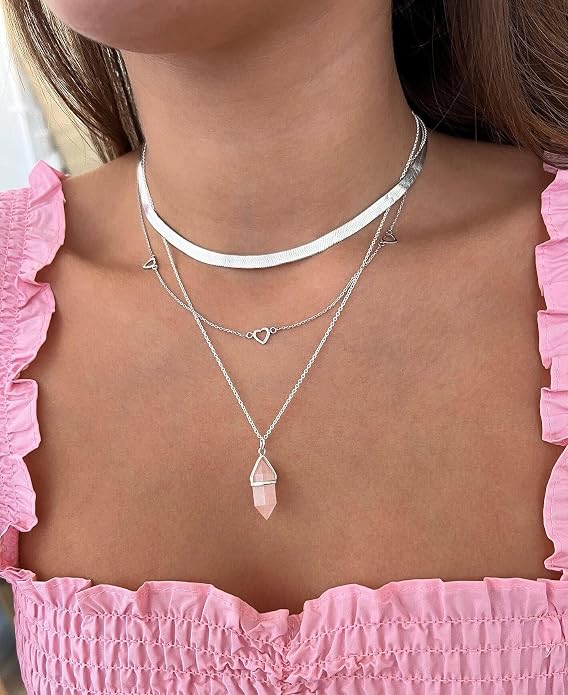 NECOCY 14K Gold Plated Necklaces for Women, Dainty Gold Herringbone Choker Necklace Thin Layered Snake Chain Jewelry for Gifts