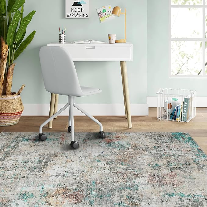 ROYHOME Modern Abstract 2x3 Area Rug Non Slip Non Shedding Low Pile Stain Resistant Rug for Entryway Kitchen Bedroom,Colorful