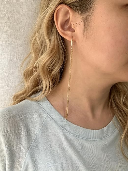 Long Chain Dangle Earrings Dainty Tassel Drop Linear Earrings Hypoallergenic Jewelry