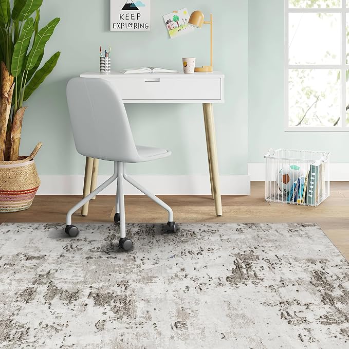 ROYHOME Modern Abstract 2x3 Area Rug Non Slip Non Shedding Low Pile Stain Resistant Rug for Entryway Kitchen Bedroom,Taupe/Beige