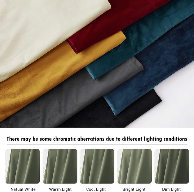 RYB HOME Sage Green Velvet Curtains for Bedroom Living Room, Thermal Insulated Privacy UV Heat Blocking Luxurious Soft Rod Pocket Back Tab Drapes for Nursery, 42" W x 63" L, 2 Panels