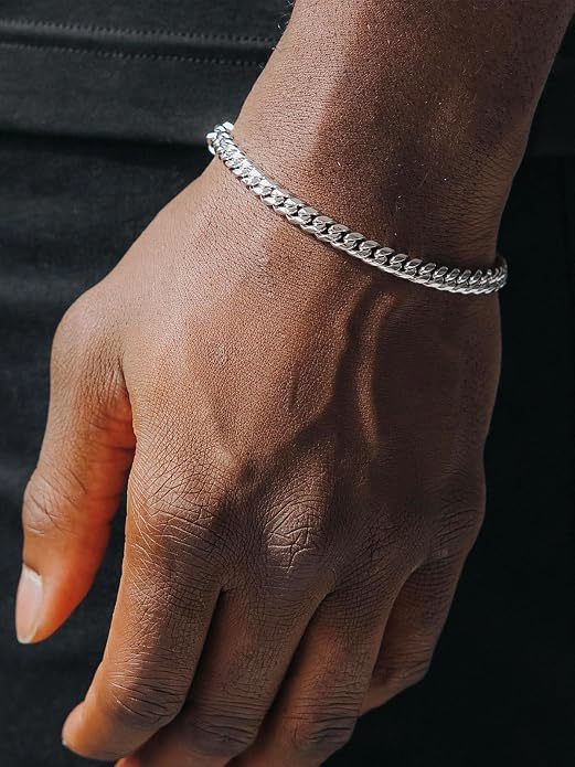 U7 Cuban Link Bracelets for Men Stainless Steel Wrist Bracelet Silver Black Gold Cuban Hand Chain Bracelet for Mens Women, 5/7/9/12mm Width, 7.5/8.3/9 Inch Length Classic Jewelry with Box Packed