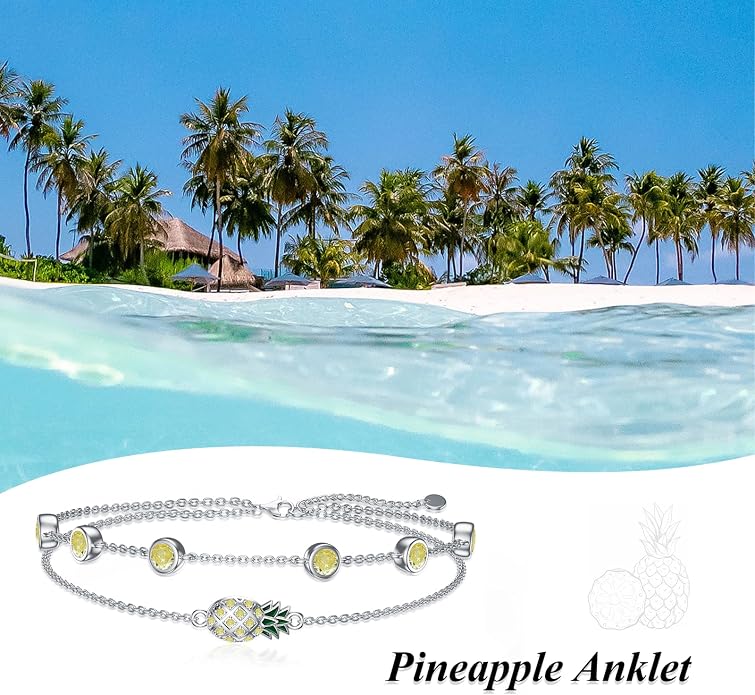Dorunmo Anklet Bracelets For Women 925 Sterling Silver Birthstone/Infinity/Butterfly/Evil Eye/Turtle/Pineapple/Starfish/Heart Anklets Bracelets Jewelry Gifts for Women