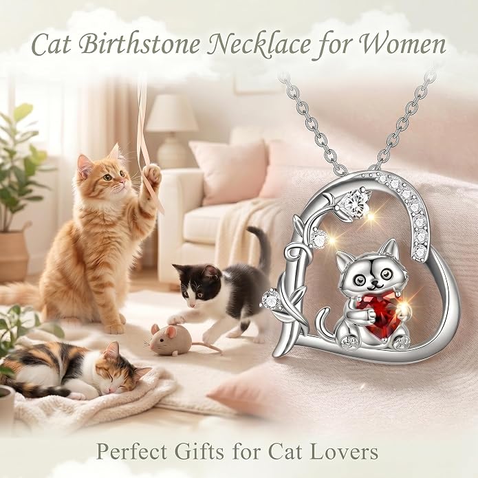 PELOVNY Teddy Bear Necklace for Women 925 Sterling Silver Bear/Highland Cow/Fox/Cat/Axolotl Birthstone Necklace Christmas Birthday Jewelry Gifts for Mom Daughter Wife Sister