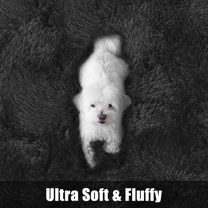 Fluffy Area Rugs for Bedroom Decor Aesthetic, 8x10 Large Black Shag Rug with Non-Slip Backing for Living Room, Fuzzy Plush Carpet Washable Rug Modern Home Decor for Kids Nursery Boys Room