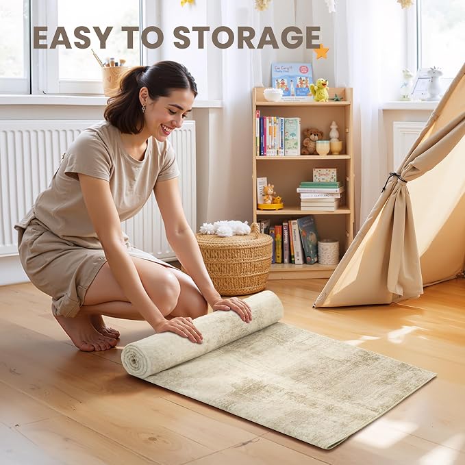 zesthome 10x12 Washable Rug, Brown Area Rugs for Living Room Large Carpet | Stain Resistant , Non-Slip Backing,Low Pile Soft Large Carpet, Modern Abstract Rug for Bedroom Nursery Home Office 10'x 12'