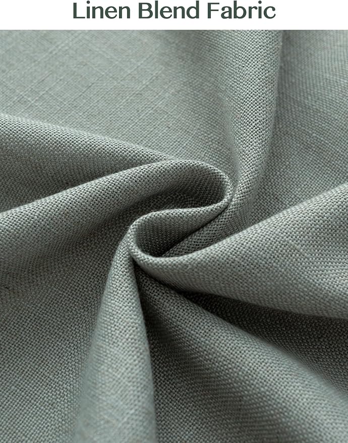 Liz Pinch Pleated Linen Curtains Light Filtering Curtains for Living Room, Farmhouse Window Curtains for Bedroom, Modern Drapes with Hooks and Rings, 95 Inches Long, Sage Green, 2 Panels Set