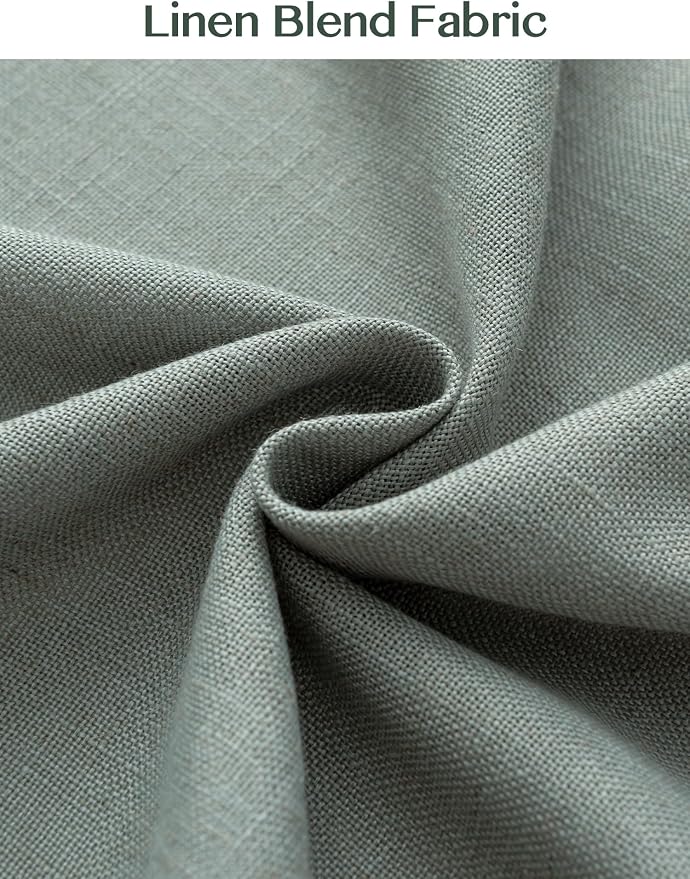 THREE GIRLS Pinch Pleated Linen Curtains 84 Inch Length 2 Panels, Light Filtering Linen Blend Drapes 40" W x 84" L, Sage Green Neutral Curtains for Living Room Bedroom with Hooks