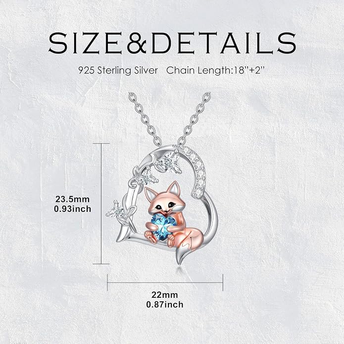 PELOVNY Teddy Bear Necklace for Women 925 Sterling Silver Bear/Highland Cow/Fox/Cat/Axolotl Birthstone Necklace Christmas Birthday Jewelry Gifts for Mom Daughter Wife Sister