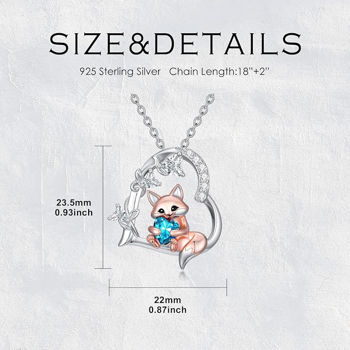 PELOVNY Teddy Bear Necklace for Women 925 Sterling Silver Bear/Highland Cow/Fox/Cat/Axolotl Birthstone Necklace Christmas Birthday Jewelry Gifts for Mom Daughter Wife Sister