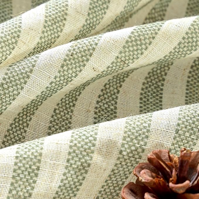 jinchan Linen Curtains 84 Inch Sage Green Stripe on Beige Back Tab 2 Panels | Curtains For Living Room Bedroom,Ticking Stripe, Farmhouse Cottage Core Rustic,Rod Pocket Window Treatment,Light Filtering