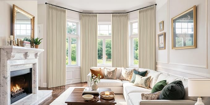 MIULEE Pinch Pleated 100% Blackout Curtains 40"x90" Long Cream 4 Panels Set | Thick Linen, Memory Trained Pleat, Back Tab Double Layer Drapes, Thermal Insulated, Curtain for Bedroom Living Room Darkening