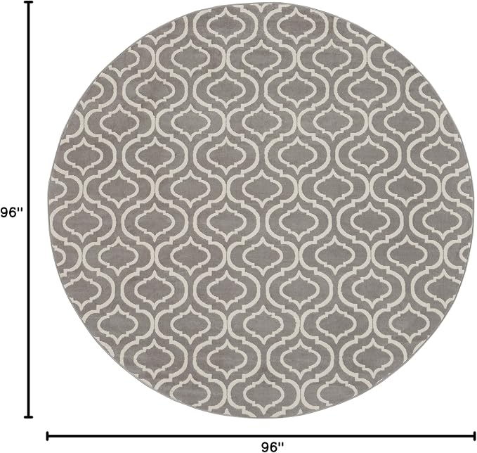 Nourison Home Jubilant Grey 8' x Round Area Rug - Easy Clean, Non Shedding, Bed Room, Living Room, Dining Room, Kitchen (8' x Round)