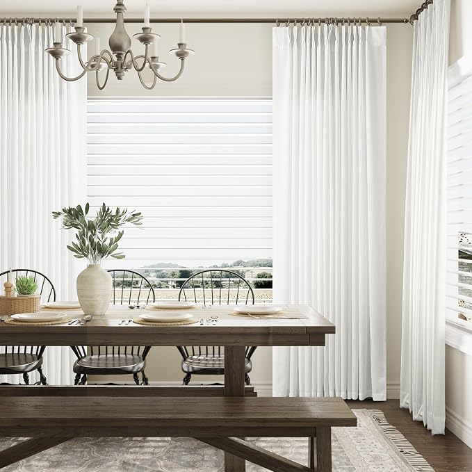 Aersas Off White Pinch Pleated Linen Curtains 84 Inch Length 2 Panels for Living Room Bedroom Semi Sheer Window Curtain Boho Neutral Back Tab Pinch Pleat Drape with Hooks 84 Inches Long 40x84