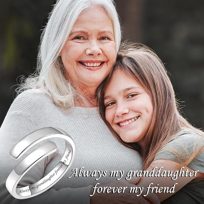 BEILIN 925 Sterling Silver Inspirational Jewelry Rings Adjustable Ring Personality Encouragement Gift for Teens Women