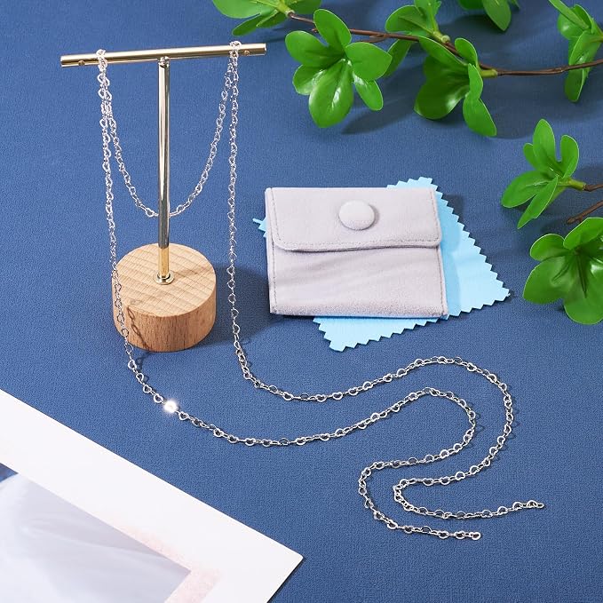 Sterling Silver Heart Chain 3x4mm 3.28 Feet Silver Heart Link Chain Necklace Permanent Bracelet Kit for Women Men Necklace Making
