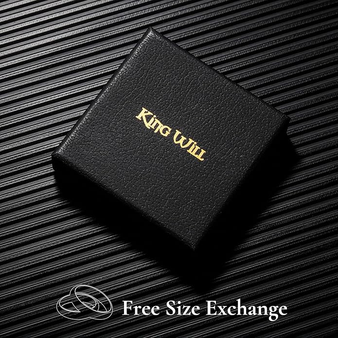 King Will Men's Titanium Wedding Band - 8mm Polished Band with Step Edges and Cross Design Featuring White Zirconia Insets Comfort Fit Size 7-14