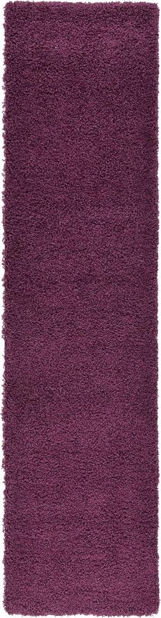 Unique Loom Solid Shag Collection Area Rug (2' 7" x 10' Runner, Eggplant Purple)