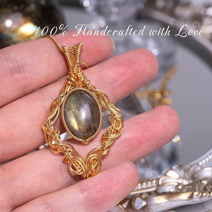 Natural Faceted Labradorite Pendant Necklace – Unique Stone of Magic & Transformation, Iridescent Flash Gemstone Jewelry, Handmade Healing Crystal Gift for Women, Birthday, Anniversary, Spiritual Awakening & Intuition