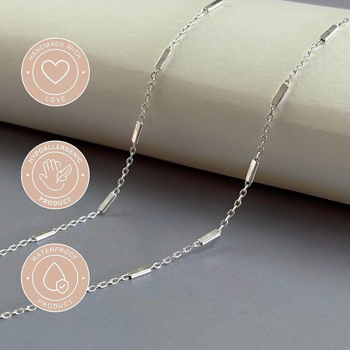 Annika Bella Chain Choker Necklace for Women, 925 Sterling Silver Chokers, Length 13-16 Inches, Short Necklaces for Teens, Waterproof Jewelry Gift for Her