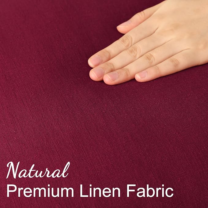decorUhome Fall Burgundy Linen Throw Pillow Covers 26x26 Set of 2 | Decorative Soft Cozy Modern Farmhouse Boho Accent Pillow Cases with Flange Edges for Couch Bed Sofa Living Room Home Decor