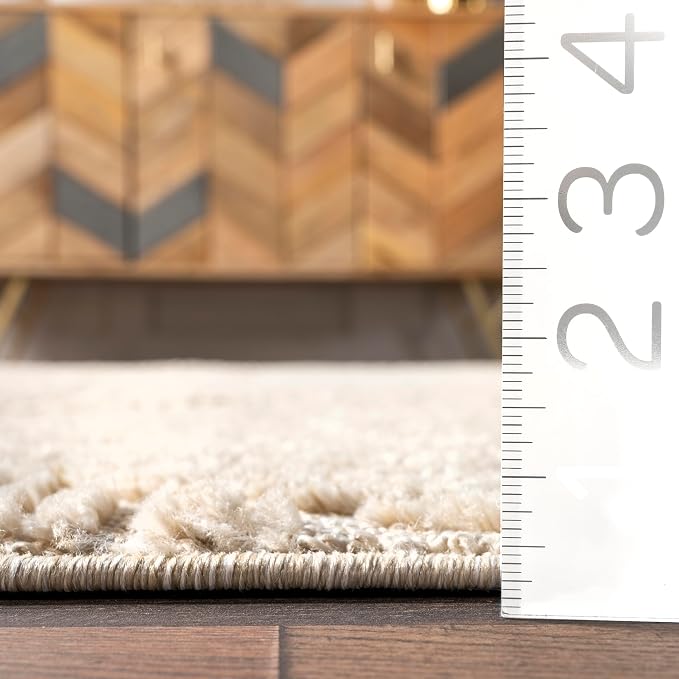 Nuloom Kerry Beige, 6' Round, Geometric, Soft and Cozy, High Traffic, Stain Resistant, Easy Clean, Durable Area Rug for Bedroom, Living Room, Dining Space, Den, Foyer, Entryway