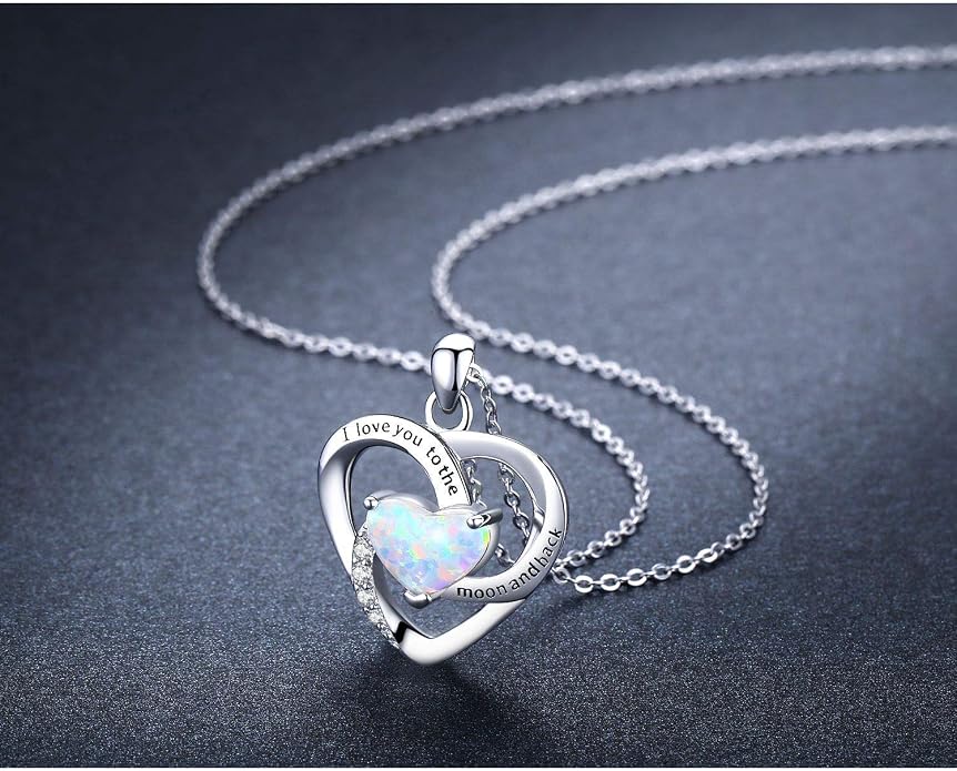 Cuoka 925 Sterling Silver Heart Necklace I Love You to The Moon and Back Pendant Sun Star Moon Necklace Jewelry for Women with Gifts Box