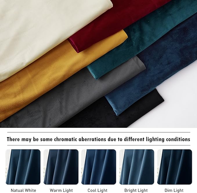 RYB HOME Velvet Curtains 102 inches Long, Back Tab Room Darkening Noise Reducing Window Treatment for Living Room Bedroom Privacy Protect for Stuido, Navy Blue, W52 x L102 inch, 2 Panels