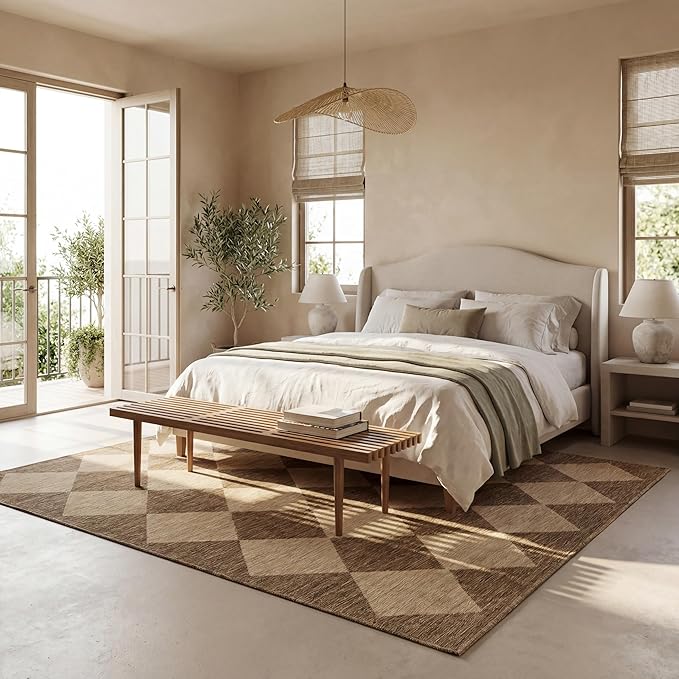 Nuloom Outdoor Performance Collection Sabina Brown/Ivory, 8' Square, Soft and Cozy, High Traffic, Stain Resistant, Easy Clean, Durable Area Rug for Indoor/Outdoor Patio, Deck, Porch, Garden, Courtyard