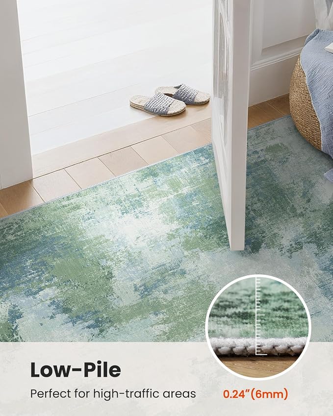 AMADA HOMEFURNISHING 10x14 Area Rugs for Living Room, Modern Large Area Rugs with Non-Slip Backing & Low Pile, Neutral Soft Washable Rug for Large Bedroom Dining Room Nursery Office, Green
