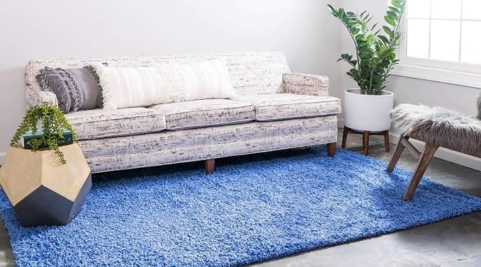 Unique Loom Solid Shag Collection Area Rug (2' 2" x 3' 1" Rectangle, Periwinkle Blue)