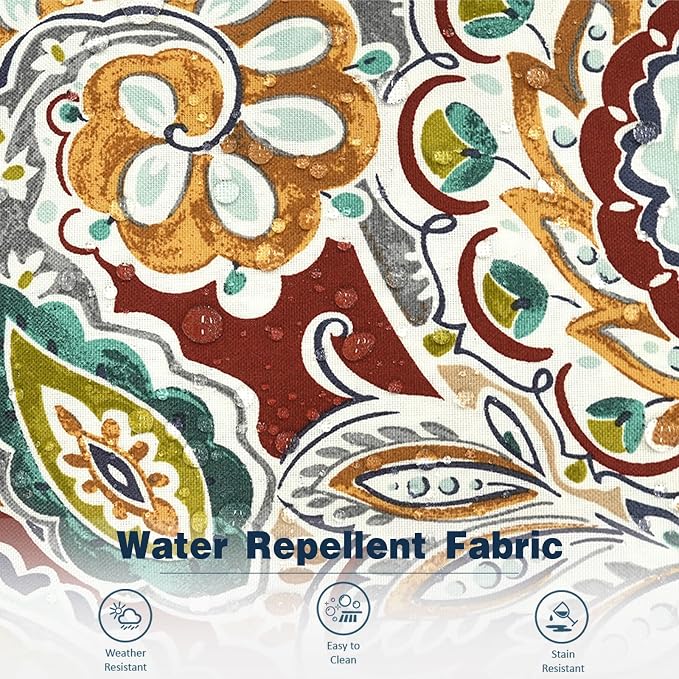 Outdoor Throw Pillow Covers Pack of 2, Decorative Water Repellent Square Pillow Cases with Piping 18x18 Inch, Paisley Chilli
