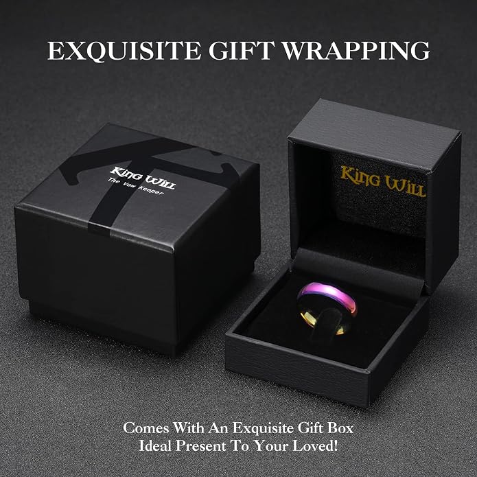 King Will Men's Women's Tungsten Carbide Ring 24k Gold Plated Rose Gold Plated Domed Polished Finish Wedding Band