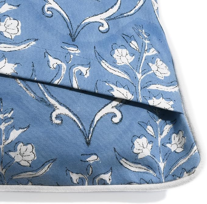 Ridhi Block Print Cornflower Blue Pillow Cover 20" x 20" (Pack of 2) Decorative Couch Pillows for Living Room, Chic Boho Cute Outdoor Pillows Covers Gifts for Spring, Easter and Valentine